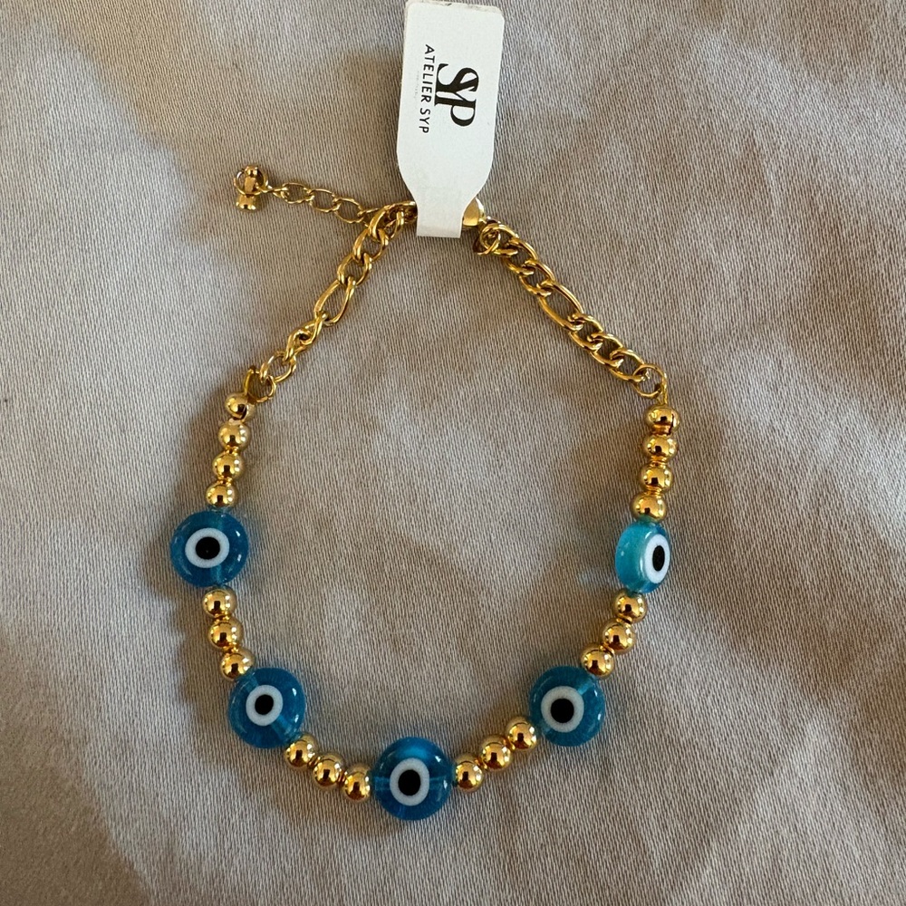 Atelier SYP Gold and Blue Evil Eye Bracelet